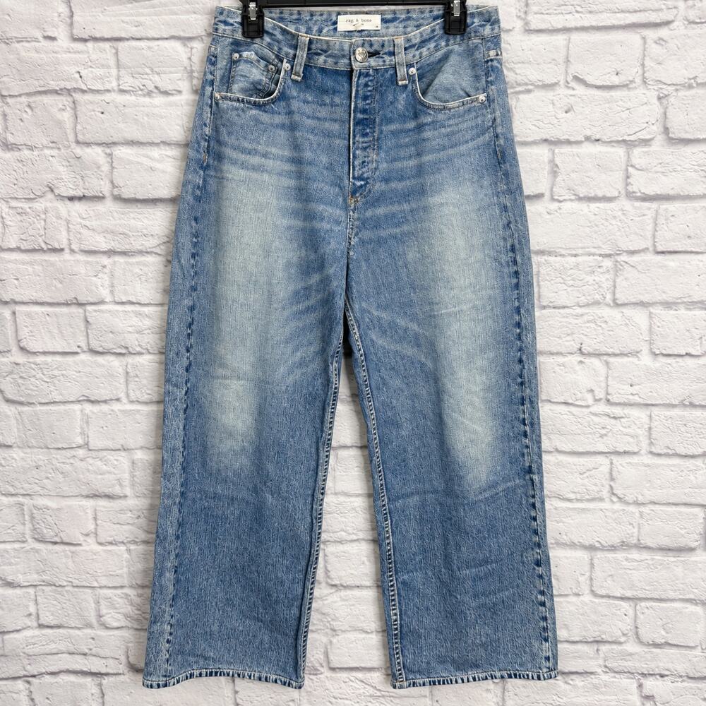 Rag & Bone Womens Jeans Miramar Andi Wide Leg Cropped Size 28 Soft Printed